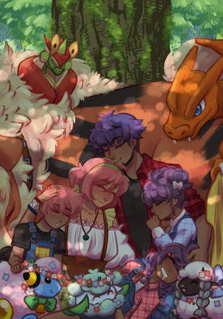 Zine Piece: PKMN Leon, OC Clover and family