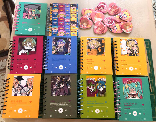 Hard Cover Notebooks and Heart buttons